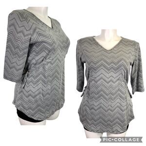 Merrell Womens Sweater Top Shirt Chevron Adjustable Empire Waist Pullover Large